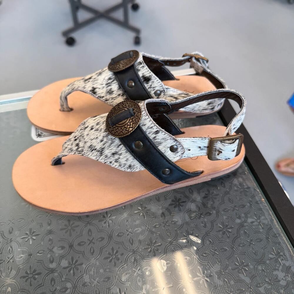Agave Sky Cowhide Leather Sandals Size 7